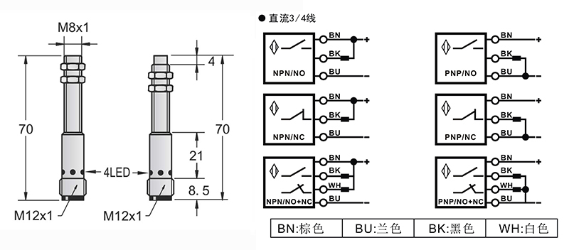 M8-M12長(zhǎng)距離電感式接近開(kāi)關(guān)接頭式