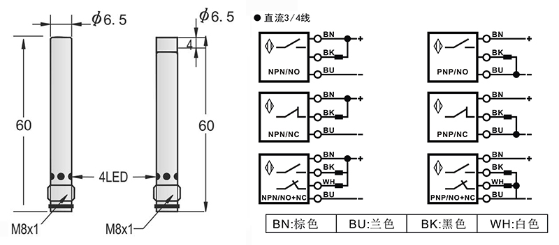 D6.5-M8長(zhǎng)距離電感式接近開(kāi)關(guān)接頭式